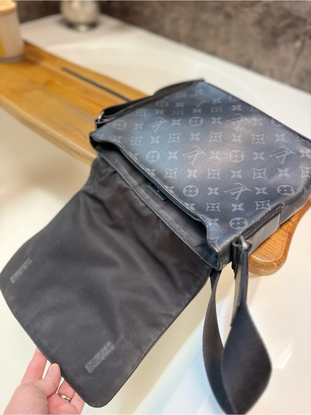 Louis Vuitton District PM Eclipse Monogram Messenger Crossbody Bag Black Grey LV